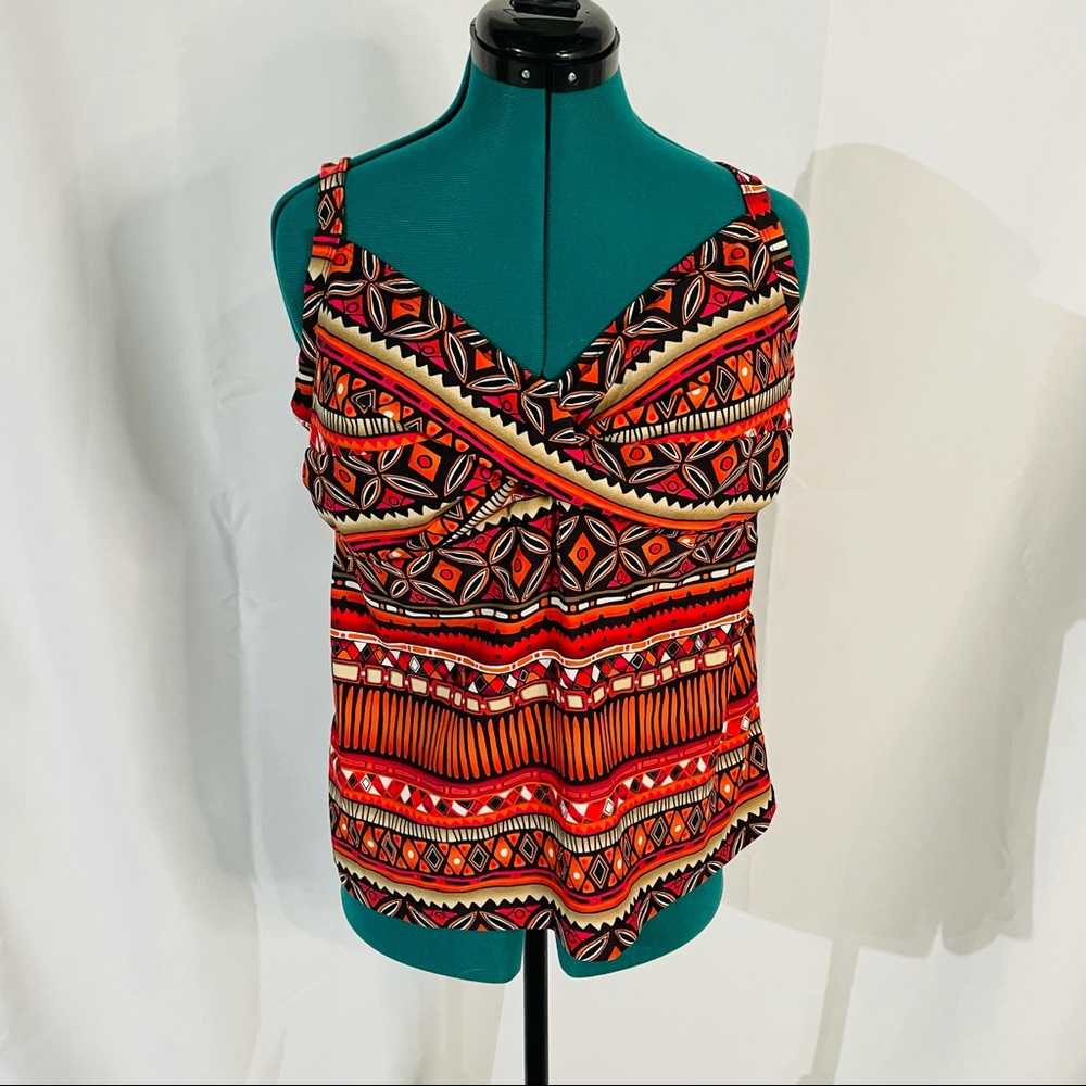 CROFT & BARROW •tankini • Aztec • 18w built in bra